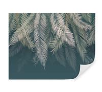 Carta da parati jungle, tropicali, fotomurali premium 260x180 cm, stile 3D giungla, tropici, palme, foglie, alberi, pietra, carta da parati 3d per camera letto, soggiorno, verde u48556v2