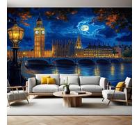 Carta da Parati La città di Londra di notte Fotografica 3D Effetto 400x280 cm TNT Murale Decor da Muro Soggiorno Camera da Letto Sala Cucina Camera dei Bambini