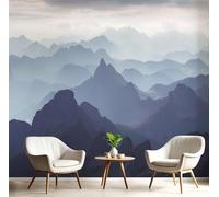Carta Da Parati Le Alpi - Carta A Contatto Paesaggio Montano Tessuto Di Seta Murale Decorazione da Muro XXL per Camera Da Letto Soggiorno Sala Da Pranzo 400x280cm, Blu Scuro