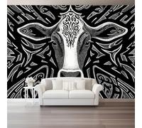 Carta da parati Linea artistica del toro boemo Sfondo Murale 250 x 175 cm Moderne Decorazione Soggiorno Camera Da Letto Sala Ufficio Murali Camera da Letto Grigio scuro