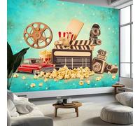 Carta da parati Manifesto Di Film Retrò Fotomurali Murale alla moda Decorazione da Muro Poster 400x280 cm Gigante Design Carta per pareti Ornamento, Turchese