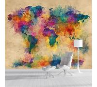 Carta da Parati Mappa Del Mondo 350x250cm - Fotomurali in Seta Vecchia Carta Decorazione da Muro XXL Poster Gigante Design per Per Soggiorno Tv Sfondo Muro Decorazioni, Marrone Chiaro