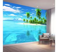 Carta da parati Mari Tropicali, 400 x 280 cm Stile Moderno Carta da parati fotografica personalizzata in tessuto non tessuto per soggiorno e cameretta dei bambini, Blu