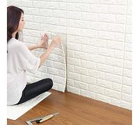 Carta da Parati Mattoni Bianco 3d, DIY Carta da Parati Decorativa Autoadesiva Impermeabile per Cucina, Soggiorno, Salone, Ufficio, TV Sfondo DéCor Wall Sticker Wallpaper (12 Pezzi, Bianca)