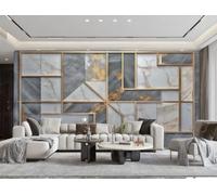 Carta Da Parati Moda Filo D'oro Cornice Geometrica Splicing Grigio Marmo Ardesia TV Divano Sfondo Muro Carta Da Parati Soggiorno Camera Da Letto Sala Da Pranzo Murale,3D,430x300cm