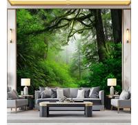 Carta da parati Modello Del Sentiero Nella Giungla 350 x 256 cm Decorazione murale moderna, Stile Naturale decorativo per camera da letto soggiorno cameretta dei bambini, Verde