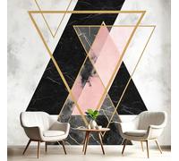 Carta Da Parati Modello Moderno In Marmo 250X175Cm Carta Da Parati In Tessuto Di Seta Triangolo Geometrico 3D Decorazione Soggiorno Camera De Letto Sala Ufficio Beige