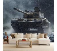Carta da Parati Moderna Carri Armati Veicoli Blindati Tanks 3D Fotomurale 250x175 cm Tessuto Non Tessuto Murales, Carta Parati Camera da Letto Opaco Wallpaper Per Soggiorno Camera Ragazzi Sala Ufficio