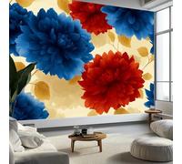 Carta da parati moderna con piante floreali 350 x 256 cm, multicolore per camera da letto, soggiorno, cameretta dei bambini, decorazione artistica da parete in stile Art Deco