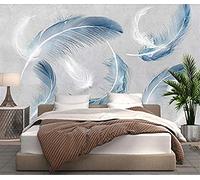Carta da parati moderna dipinta a mano grigio piuma blu per pareti Carta da parati murale per camera da letto e soggiorno Ele Carta Da Parati panno camera da letto moderna 3D Fotomurali-350cm×256cm