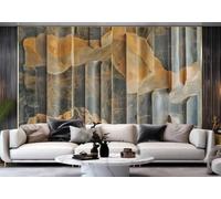 Carta Da Parati Moderna Dorata Striscia Verticale Arte Marmo Dipinto TV Divano Sfondo Muro Camera Da Letto Soggiorno Studio Murale,3D,200x140 Cm