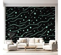 Carta da parati moderna geometrica minimalista, pois verde menta linee ondulate carta da parati nera, decalcomanie per la casa decorazione TV sfondo grande arte carta da parati pittura poster