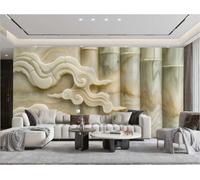 Carta Da Parati Moderna Semplice Giallo Chiaro Xiangyun Colonna Giada Bambù Rilievo Marmo Modello TV Divano Sfondo Muro Carta Da Parati Soggiorno Ristorante Caffetteria Murale,3D,250x175 Cm