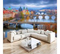 Carta Da Parati Moderno Di Metà Secolo 200 x 140 cm, Architettura Ponte Fiume moda carta da parati non tessuta, Colore Murale Soggiorno Camera Da Letto Sala Ufficio Cucina Camera dei Bambini