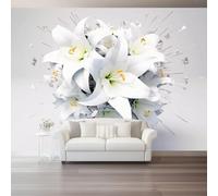 Carta Da Parati Moderno E Semplice Bianco Giglio Frammenti Geometrici 250 X 175 Cm Vello Sfondo Murale Xxl Moderne Decorazione Grande Sfondo Per Tv Soggiorno Camera De Letto Sala Ufficio