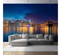 Carta da parati Motivo Di Scena Notturna In Città 400 x 280 cm Decorazione murale moderna, Stile Semplice decorativo per camera da letto soggiorno cameretta dei bambini, Blu Scuro