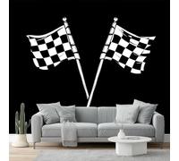 Carta da Parati Murale 200 x 140 cm, Carta da Parati Adesiva in Tessuto Non Tessuto con Bandiere Da Regata, Griglia In Bianco E Nero Decorazione da Parete per Soggiorno e Camera da Letto