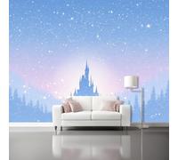 Carta da Parati Murale 300 x 210 cm - Sogno Fiaba Castello Carta da Parati Non Tessuta Blu Fotografica, Poster Decorativo per Soggiorno Sfondo TV e Divano