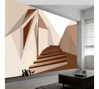 Carta da parati murale 3D astratta scala 300 x 210 cm, marrone murales per camera da letto, soggiorno, cameretta dei bambini, decorazione Art Deco, carta da parati fotografica poster decorazione