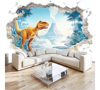 Carta Da Parati Murale 3D Cartoni Animati Animali, Bianco Non Tessuto Murale Foresta Dinosauri 400 X 280 Cm Carta Da Parati Decorazione Della Casa Per Mobili Camera Da Letto Soggiorno Bagno Cucina