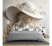 Carta Da Parati Murale 3D Con Donna Per Camera Da Letto Bellissima Statua Femminile Con Cappello Murale 100 × 70 Cm In Tessuto Non Tessuto Grande Scultura Carta Da Parati Fotografica Decorazione Mu