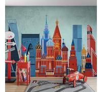 Carta da parati murale 3D con foto dipinta a mano di città europea, per camera da letto dei bambini, tela impermeabile, decorazione per la casa