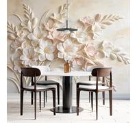 Carta Da Parati Murale 3D Con Motivo Floreale E Botanico In Rilievo 100 × 70 Cm Grande Decorazione Murale Scultorea Botanica Panoramica In Stile Moderno Color Crema Decorazione Per La Casa Fiore Di
