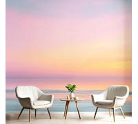 Carta Da Parati Murale 3D Giallo-Arancio Alba Sull'Oceano Soggiorno Camera Ufficio Letto Sfondo Decorazione Muro Poster Gigante Adesivo Bellissimo Scenario Artistico Pittura Su Seta,200X140Cm