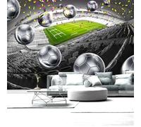 Carta da parati murale 3D in PVC autoadesiva campo da calcio parete di sfondo con pallone da calcio argentato decorazione murale per la casa adesivo da parete