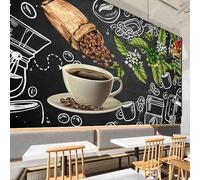 Carta da parati murale 3D personalizzata Chicchi di caffè Frutta Pittura Lavagna Poster per Ristorante Cafe Drink Bar Sfondo Decorazione della parete