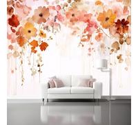 Carta da Parati Murale Acquerello Fiori Rami piangenti stile, Poster Non Tessuto Decorativo per Camera, Murale Panoramica da Parete per Camera da Letto per Ragazzi ragazze 250 x 175 cm