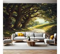 Carta da Parati Murale Alberi e sentieri verdi Foto Wallpaper 450x315 cm Grande Murale TNT Fotomurali Decor da Muro Poster per Camere da Letto Cucine Soggiorni Bambini