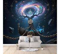 Carta da Parati Murale Albero Del Mondo 200x140 cm Fotomurali Effetto 3D, Barca Drago Nordica Decorazione Poster Arte Murale Moderna per Casa Ufficio Camera Da Letto Soggiorno.