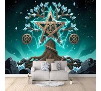 Carta da Parati Murale Albero Del Mondo 400x280 cm Fotomurali Effetto 3D, Rune Norrene Decorazione Poster Arte Murale Moderna per Casa Ufficio Camera Da Letto Soggiorno.
