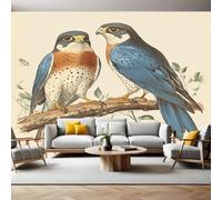 Carta da Parati Murale Animali Due Falchi Foto Wallpaper 450x315 cm Grande Murale TNT Fotomurali Decor da Muro Poster per Camere da Letto Cucine Soggiorni Bambini