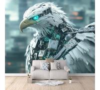 Carta da Parati Murale Aquila Calva Meccanica 200x140 cm Fotomurali Effetto 3D, Cyberpunk Decorazione Poster Arte Murale Moderna per Casa Ufficio Camera Da Letto Soggiorno.