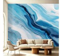 Carta da parati murale astratta blu che scorre onde, raffreddamento per chi dorme caldo, decorazione moderna per camera da letto, carta da parati autoadesiva rimovibile, 350 x 256 cm (larghezza x