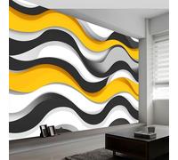 Carta da parati murale astratta geometrica con linee ondulate 350 x 256 cm, multicolore murales per camera da letto, soggiorno, cameretta dei bambini, decorazione Art Deco, carta da parati fotografica