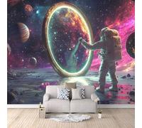 Carta da Parati Murale Astronauta 400x280 cm Fotomurali Effetto 3D, Universo Fantasy Decorazione Poster Arte Murale Moderna per Casa Ufficio Camera Da Letto Soggiorno.