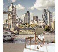 Carta da parati murale autoadesiva in PVC 3D con scena di città e ponte retrò decorazione per la casa pittura murale adesivo da parete