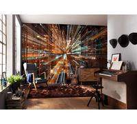 Città Notte Luci Foto Parati per Saloon 368x248 CM Fusion Effetto Marrone Rosso