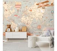 Carta da Parati Murale Cameretta per Bambini 366x254cm Vivaio Adventure Cartina