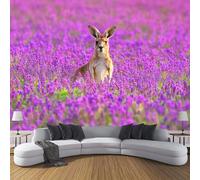 Carta Da Parati Murale Canguro di campo di trifoglio 3D, Per Camera Da Letto, Soggiorno, Decorazione Domestica, 450 x 356 cm Murale Illustrazioni di fiori Decorazione Poster Da Parete, Viola