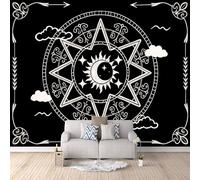 Carta da Parati Murale Cerchio Magico 300x210 cm Fotomurali Effetto 3D, Stelle E Luna Decorazione Poster Arte Murale Moderna per Casa Ufficio Camera Da Letto Soggiorno.