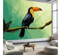 Carta da parati murale con animali della giungla tropicale, tucano, 400 x 280 cm, carta da parati verde per camera da letto, soggiorno, cameretta dei bambini, decorazione artistica artistica da parete