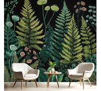 Carta Da Parati Murale Con Arte 3D Grigio Blu Querce Rigogliose Muro Pittura Decor Quadri Murali Fotografica Piante Visive Per Soggiorno Adulto Camera Ristorante,350X260Cm