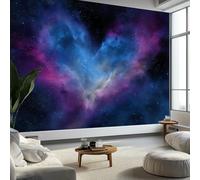 Carta da parati murale con nebulosa sognante e cuore romantico, 300 x 210 cm, rosa e viola, per camera da letto, soggiorno, cameretta dei bambini, decorazione artistica da parete Art Deco