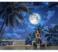 Carta Da Parati Murale Con Paesaggio Fantasy Con Luna Piena Carta Da Parati Tema Della Foresta Misteriosa Soggiorno Camera Da Letto Sfondo Muro Decorazioni Per La Casa Sfondi 3D, 350 X 256 Cm
