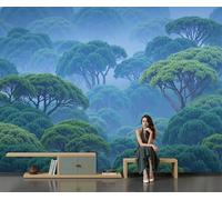 Carta Da Parati Murale Con Paesaggio Fitta Foresta Carta Da Parati Misteriosa Foresta Pluviale Tropicale Soggiorno Camera Da Letto Sfondo Muro Decorazioni Per La Casa Sfondi 3D, 450 X 315 Cm