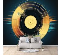 Carta da Parati Murale Dischi In Vinile 300x210 cm Fotomurali Effetto 3D, Musica Decorazione Poster Arte Murale Moderna per Casa Ufficio Camera Da Letto Soggiorno.